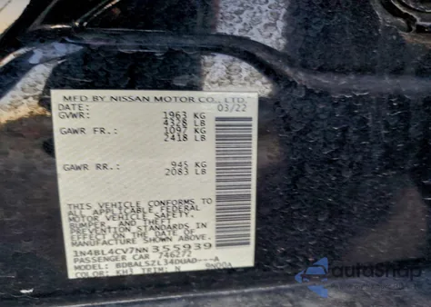 2022 Nissan Altima Sr из США, поврежденный, VIN 1N4BL4CV7NN355939